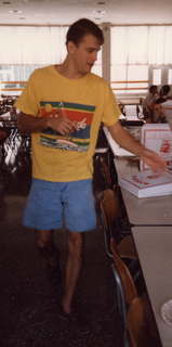 CHS XC 1989 -- Scott Evaslage in silhouette, pool