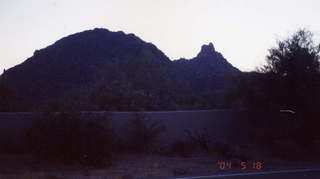 Pinnacle Peak and neighboring hill morning silhouette