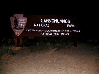 Canyonlands National Park entrance sign (pre-dawn)