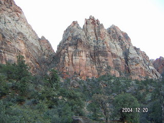Zion National Park -- moon over rocks in shadow