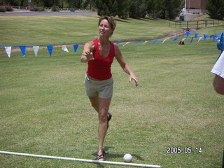 Debbie Standel throwing