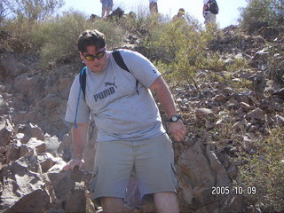 Sean Dogar climing down Lookout Mountain