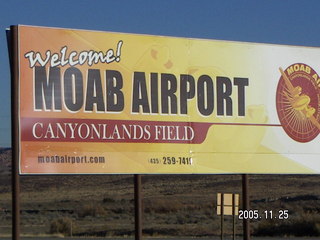 Welcome!  Moab Airport Canyonlands Field sign
