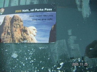 national park card as ice scraper
