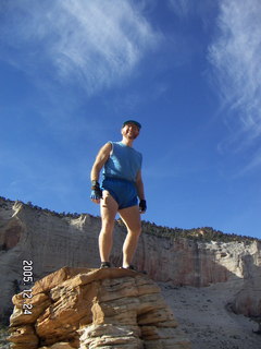258 5nq. Zion National Park -- Angel's Landing hike -- Adam on top of the pile of rocks
