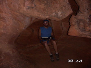 260 5nq. Zion National Park -- Angel's Landing hike -- Adam in the hole in the rock