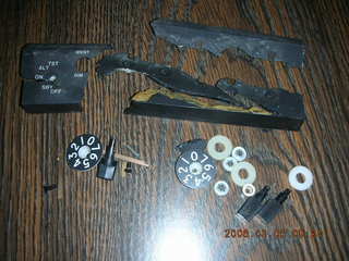 old Narco transponder faceplate in pieces