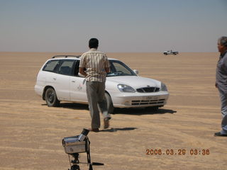 2006 eclipse trip -- Sahara Desert eclipse site -- pushing a car stuck in the sand