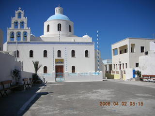 2006 eclipse trip -- Santorini shopping stop -- blue-dome church