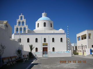 2006 eclipse trip -- Santorini shopping stop -- blue-dome church