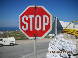 2006 eclipse trip Santorini -- STOP sign