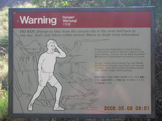 view from Bright Angel trail -- warning sign