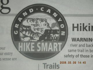 grand canyon newsletter -- Hike Smart
