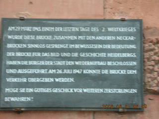 morning run in Heidelberg -- sign on bridge to castle -- Germany