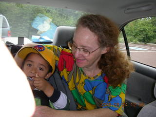 344 5xq. Morris Arboretum -- Gaby and Betsy in car