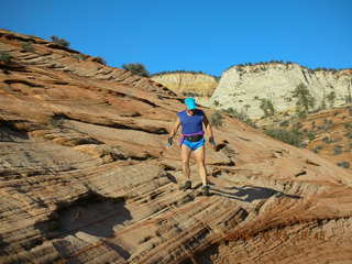 Zion National Park -- Adam in rock in Refrigerator Canyon