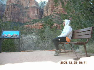 Zion National Park -- Adam sitting on bench
