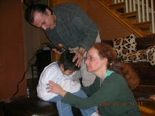 Gaby getting a haircut