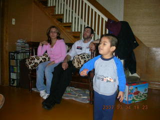 Gaby's fourth birthday -- Jenny, Gaby, trains, Betsy