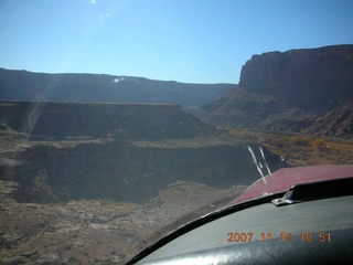 Flying with LaVar Wells - river bed raised *above* surrounding land - aerial