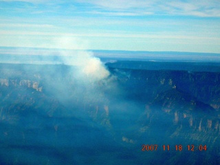 813 6bj. aerial - smoke on north rim of Grand Canyon