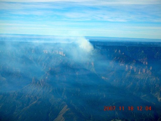 814 6bj. aerial - smoke on north rim of Grand Canyon