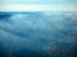 815 6bj. aerial - Grand Canyon - smoke from north rim