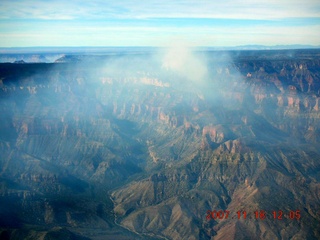 821 6bj. aerial - Grand Canyon - smoke from north rim