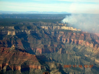 825 6bj. aerial - Grand Canyon - smoke from north rim