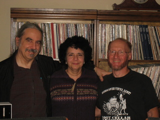 John Dudley photo - Bill, Kate, Adam in front of my records
