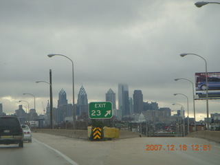 Philadelphia skyline under clouds