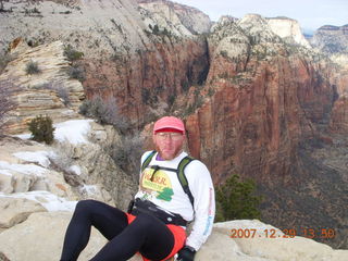 729 6cv. Zion National Park - Angels Landing hike - Adam at the top