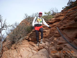 740 6cv. Zion National Park - Angels Landing hike- Adam coming down chains