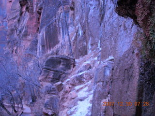 Zion National Park - low-light, pre-dawn Virgin River walk - ice