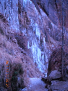 Zion National Park - low-light, pre-dawn Virgin River walk - ice