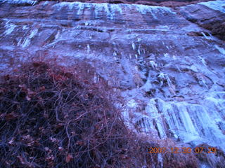 16 6cw. Zion National Park - low-light, pre-dawn Virgin River walk- ice