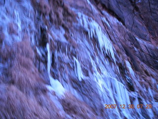 Zion National Park - low-light, pre-dawn Virgin River walk - ice