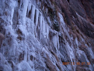 25 6cw. Zion National Park - low-light, pre-dawn Virgin River walk - ice