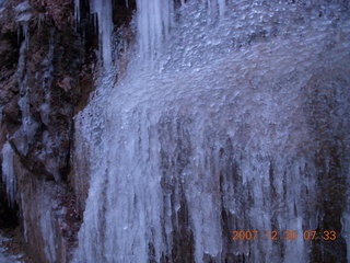 Zion National Park - low-light, pre-dawn Virgin River walk - ice