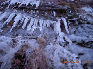 31 6cw. Zion National Park - low-light, pre-dawn Virgin River walk - ice