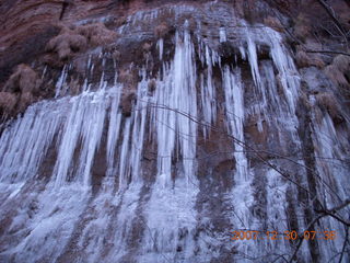 Zion National Park - low-light, pre-dawn Virgin River walk - ice