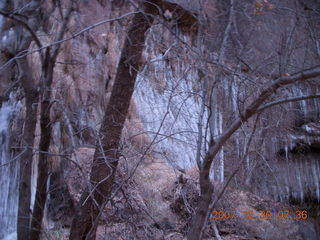 Zion National Park - low-light, pre-dawn Virgin River walk - ice