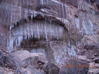 Zion National Park - low-light, pre-dawn Virgin River walk - ice