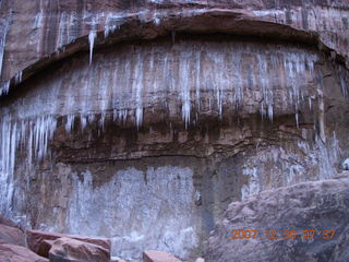 38 6cw. Zion National Park - low-light, pre-dawn Virgin River walk - ice