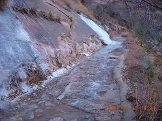320 6cw. Zion National Park- Hidden Canyon hike - serious ice on path