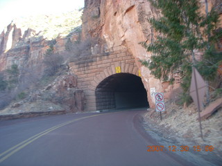 327 6cw. Zion National Park - driving on the road - tunnel
