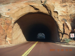 360 6cw. Zion National Park - driving on the road - tunnel