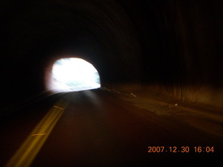 361 6cw. Zion National Park - driving on the road - in tunnel