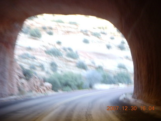 Zion National Park - driving on the road - coming out of tunnel