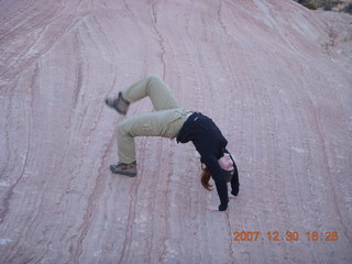 401 6cw. Zion National Park - slickrock - gymnastic girl